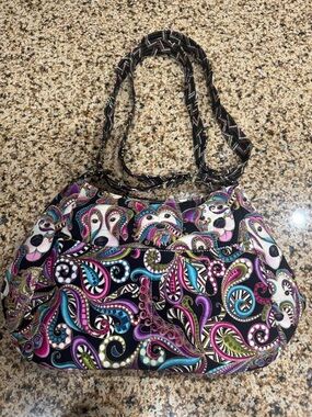 Dog themed quilt pattern  Paisley Print Shoulder Bag - Black, Pink, Purple, Teal